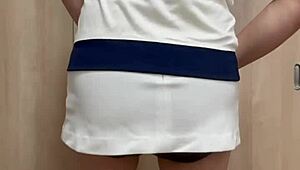 wow, check this cute tall chick messing with anal in tennis shorts! 😜