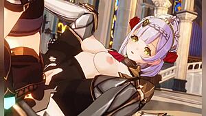 Chenlan and aline share passionate kisses and intense sex in hentai scene