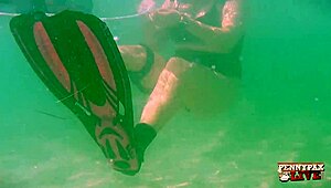 Blonde milf gets extremely horny in underwater pussy masturbation scenes