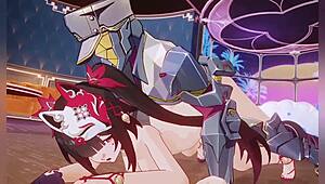 Chenlan and aline share passionate kisses and intense sex in hentai scene