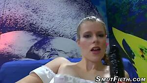 German babe gets facialized after intense double penetration blowbang