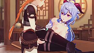 Chenlan and aline share passionate kisses and intense sex in hentai scene