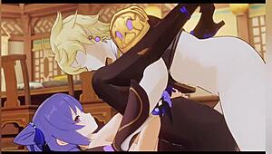 Chenlan and aline share passionate kisses and intense sex in hentai scene