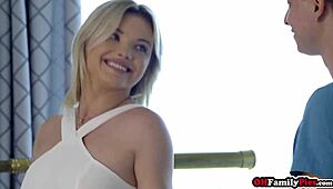 Stepbro dives into teen stepsister's shaved tight pussy