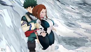 Ochako Uraraka gets a quick blowjob and creampie from Midorilla in intense anal session. Assfucking and oral bring her to orgasm.