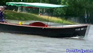 European Babe Rides Waterbike Nude in Public Fetish