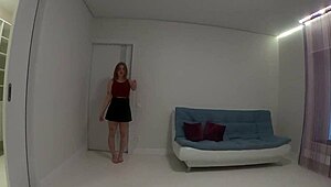 A beautiful college girl gets a deepthroat surprise from a big cock