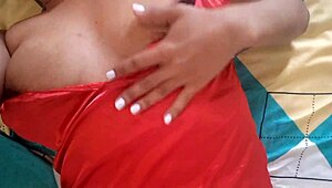 my stepdaughter touches her tight, juicy pussy while eating her forbidden apple