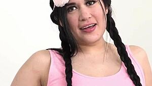 Venezuelan Esmeralda in pig costume swallows Torbe's cum