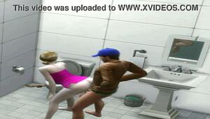 intense doggystyle with athletic ebony pawg in deli bathroom