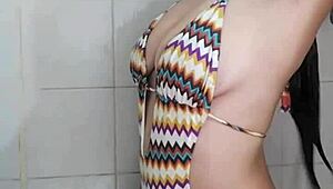 This latina lesbian teen couldn't find a partner, so she satisfies her desires alone