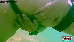 Blonde milf gets extremely horny in underwater pussy masturbation scenes