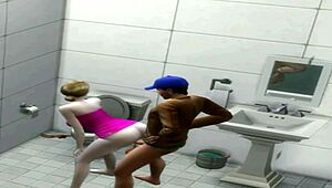 intense doggystyle with athletic ebony pawg in deli bathroom