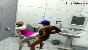 intense doggystyle with athletic ebony pawg in deli bathroom