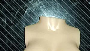 I give myself a Russian handjob using Dolly's small tits in domination scene. Close-up uncensored view.