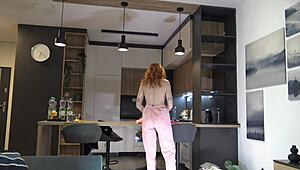 hot redhead college girl tries fashion haul, ends up in porn casting