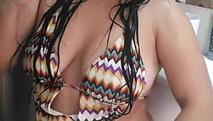 This latina lesbian teen couldn't find a partner, so she satisfies her desires alone