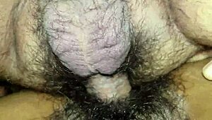 Hairy creamy pussy gets worked over in a steamy wife encounter.