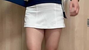 wow, check this cute tall chick messing with anal in tennis shorts! 😜