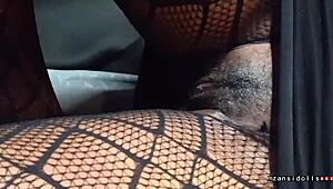 18y old ebony teen fucked hard in fishnet, skirt up, tight pussy slammed