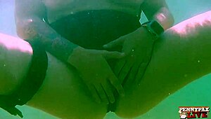 Penny Pax got so horny while making an underwater video that she started masturbating