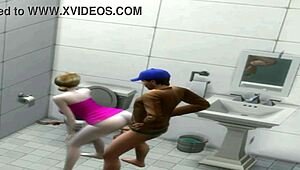 Black beauty gets athletic cock in the deli bathroom