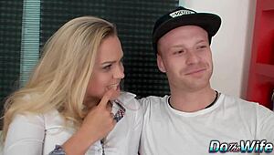 blonde wife barra brass takes an anal creampie while her cuckold watches