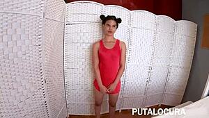 Putalocura Latina Zafira, that curvy ass bent over for big cock blowjob and POV fucking! 😏