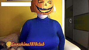 Happy Halloween, perverts! Big boobs pumpkin cam recorded on October 31st