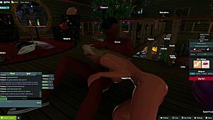 lolivix gets taken by three guys in a Christmas cabin