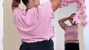 Chubby Latina babe farts loudly preparing for date