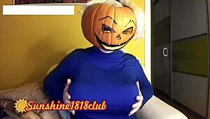 Happy Halloween, perverts! Big boobs pumpkin cam recorded on October 31st