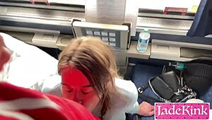 The couple engaged in passionate sex right in the train cabin