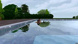 Muscle bodybuilder engages in hard activity with brunette ebony