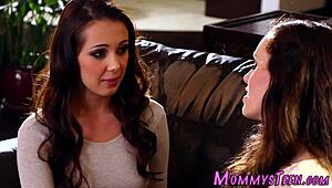 pretty teen tries scissoring for the first time with a mature milf in taboo hd clip