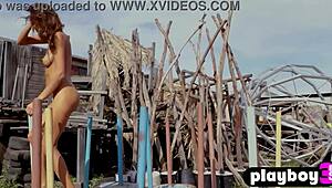 Wow, small tits Russian teen Katya Clover strips outdoor! Her natural body and ripped clothes are stunning.