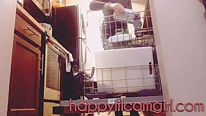 Giantess Dominates Kitchen Cleaning
