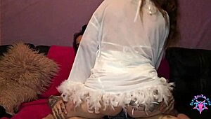 So, Madame Snow, this big-ass milf, twerks in lingerie. She’s milking cock while dildoing!