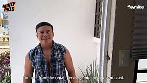 Repairman Fixes Pregnant Housewife Molly Pills Feat Rey Milos