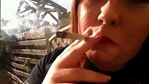 sexy bbw tina snua smokes cork cigarette with double inhales