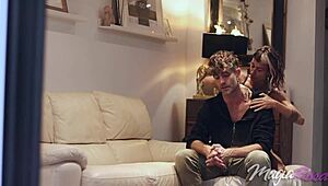 Neighbor Begs To Turn Off Music, Ends Up Riding Me Hard. Amateur Squirting And Cum In Mouth Action!