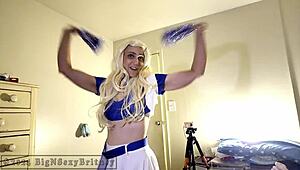 Big Sexy Britney, Cheerleader, Gives Blowjob and Takes Anal in HD Full Video