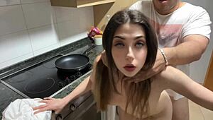 Got drilled fast in the kitchen, stepdad surprises me with quick release!