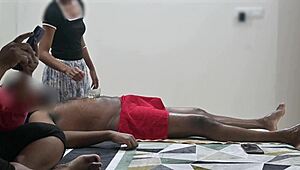 Happy ending massage right before customer lady's eyes