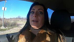 Cheating wife sucks cock outdoors with husband’s friend during fur-coat shopping! Hell yeah!