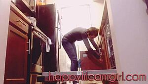 Giantess Dominates Kitchen Cleaning