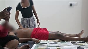 Happy ending massage right before customer lady's eyes