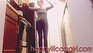 Giantess Dominates Kitchen Cleaning