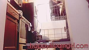 Giantess Dominates Kitchen Cleaning