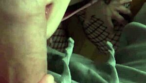 Just some sweet cuddle moments with Candie Cross in fishnets 😍